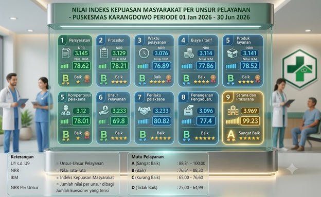 SURVEY KEPUASAN MASYARAKAT(SKM) PUSKESMAS KARANGDOWO SEMESTER I TAHUN 2026
